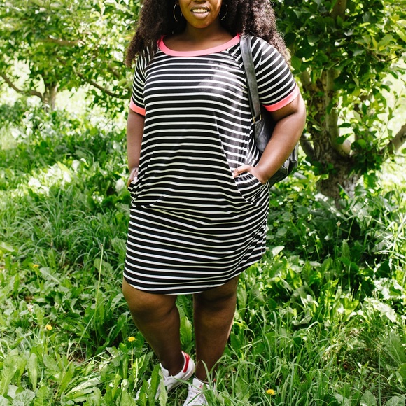 Later Skater T-Shirt Dress with Hot Pink Trim - Picture 7 of 11